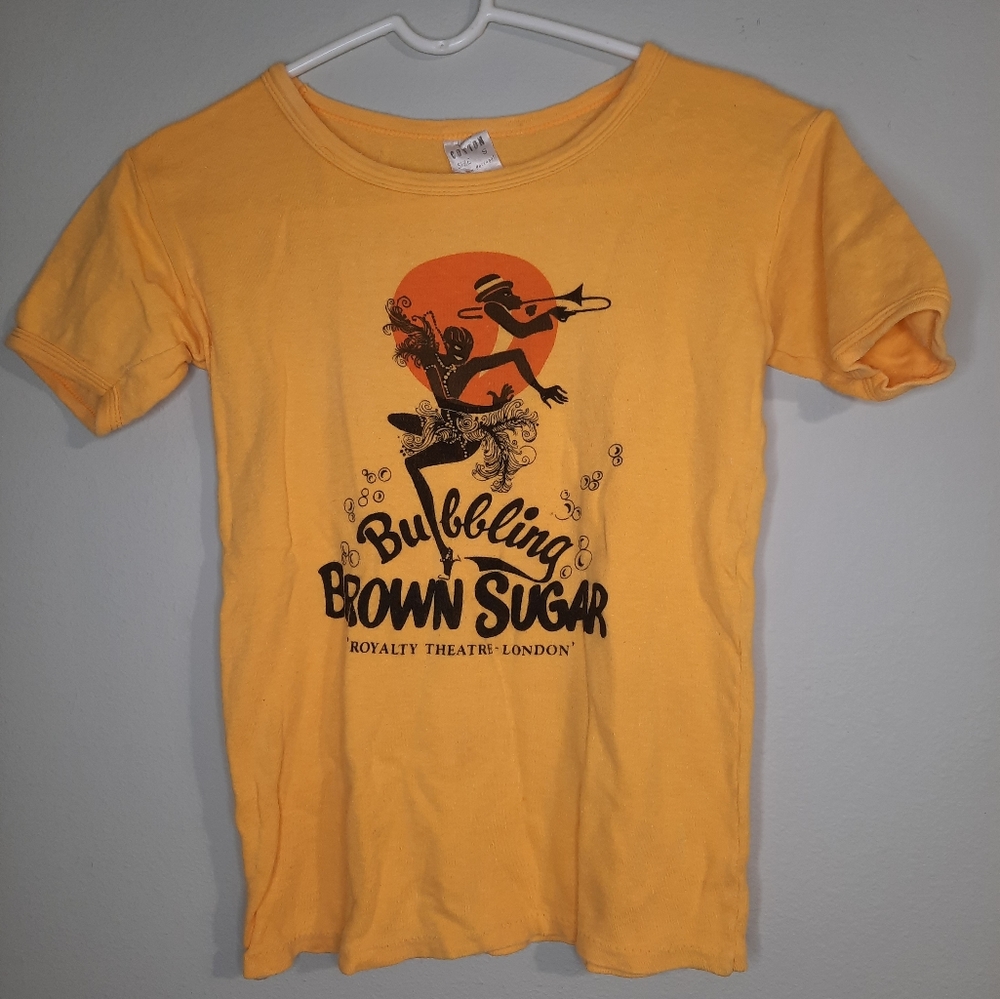 RARE! Vintage 70s Brown Sugar Broadway Musical Royalty Theatre London shirt Sz S